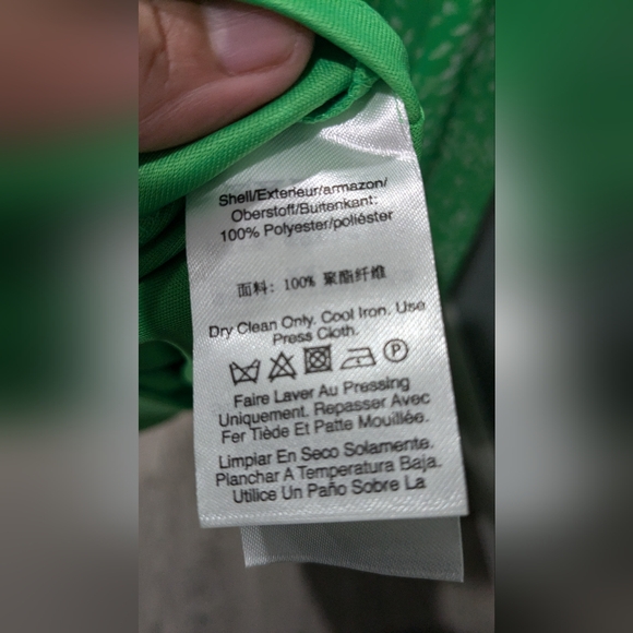 DKNY Ruffled Neck Green Chiffon Dress - Picture 5 of 5